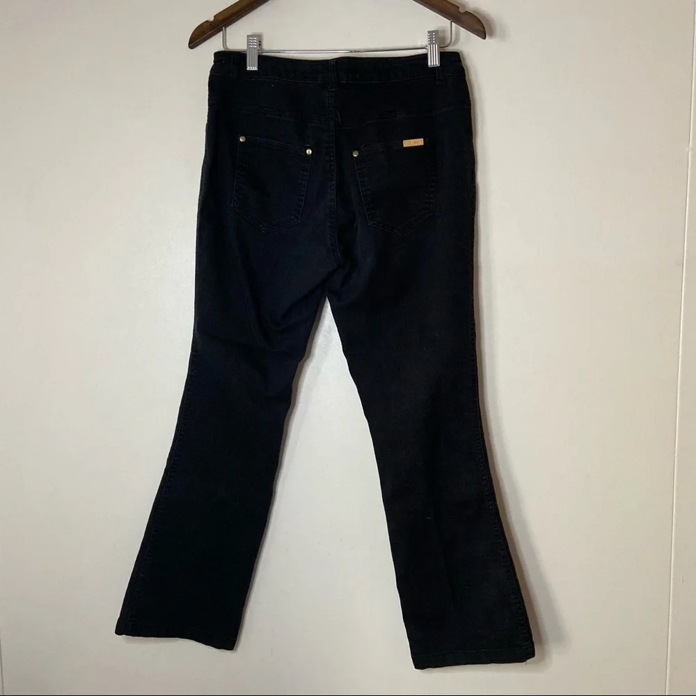 Black Denim IMAN Jeans Pull On Slimming No Zip Size Womens Medium Short Jeans - Picture 8 of 10